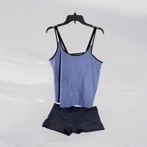 NWOT Urchics 2 Piece Flowy Tank Top with Boyshorts Swimsuit, Bluish Grey, XL